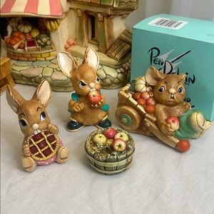 Pendelfin Picnic Midge, Scrumpy & Barrow Boy‎ + Apple Barrel – Set of 4 w/ Boxes